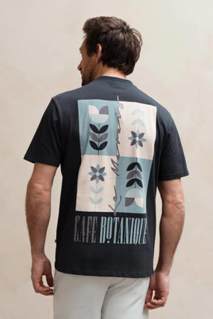 regular T-shirt met backprint donkerblauw