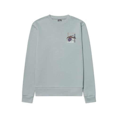 Kultivate sweater met backprint grijsblauw afbeelding