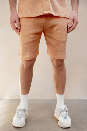 Ezra regular casual short terra met textuur
