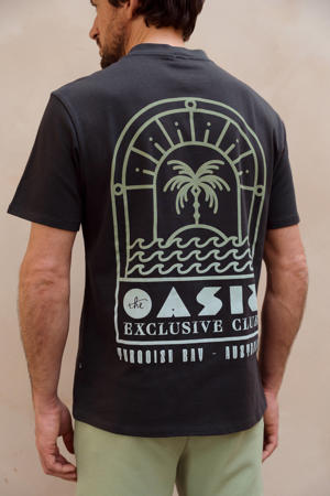 regular T-shirt met backprint antraciet