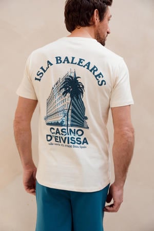 regular T-shirt met backprint ecru