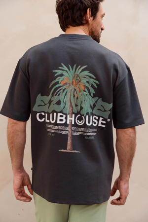 oversized T-shirt met backprint antraciet