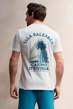 regular T-shirt met backprint lichtblauw