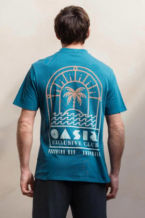 regular T-shirt met backprint blauw