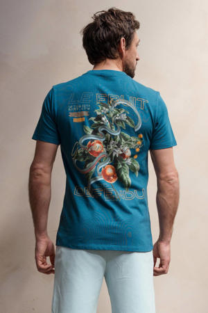regular T-shirt met backprint blauw