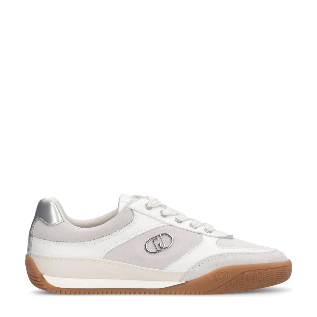 Wit en beige dames Liu Jo Lewis 01 leren sneakers van 92% leer/8%polyurethaan met veters