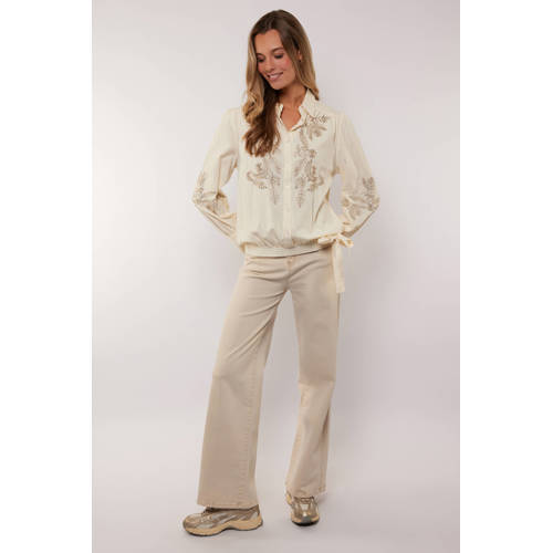 G-maxx X Froukje wide leg jeans beige afbeelding