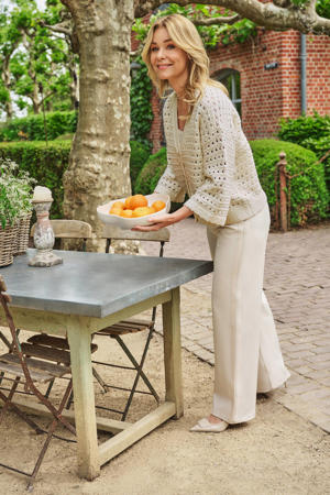 wide leg high waist broek zand