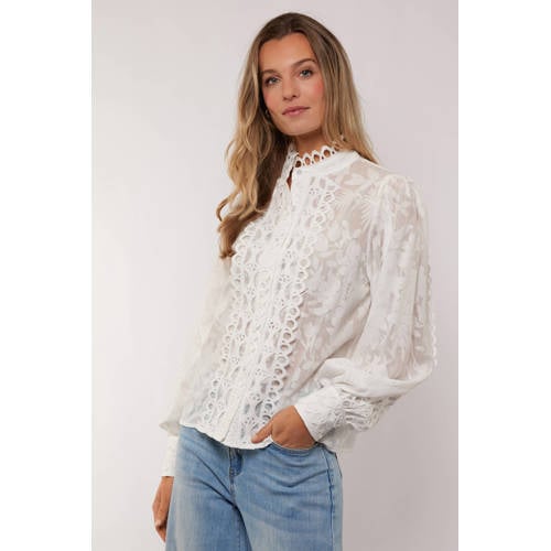 G-maxx X Froukje gebloemde blouse wit met parels afbeelding