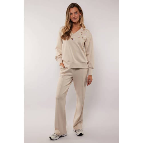 G-maxx wide leg high waist broek zand afbeelding