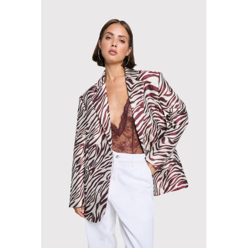 Alix the Label blazer zebraprint donkerrood/wit afbeelding
