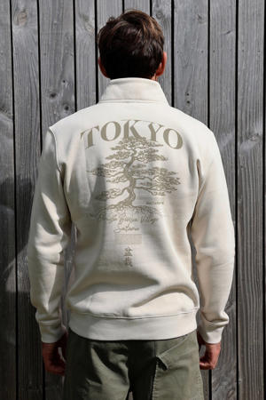 sweater met backprint beige