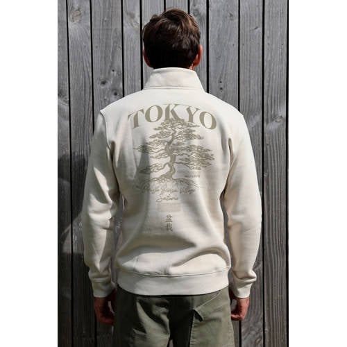 Kultivate sweater met backprint beige afbeelding