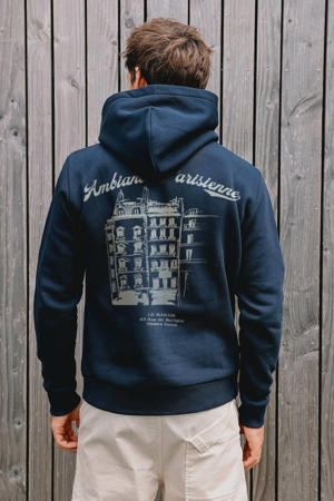 hoodie met backprint donkerblauw