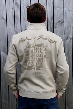 sweater met backprint taupe