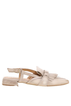 leren slingback loafers beige