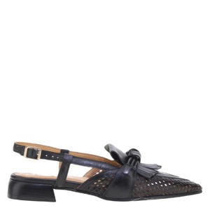 leren slingback loafers zwart