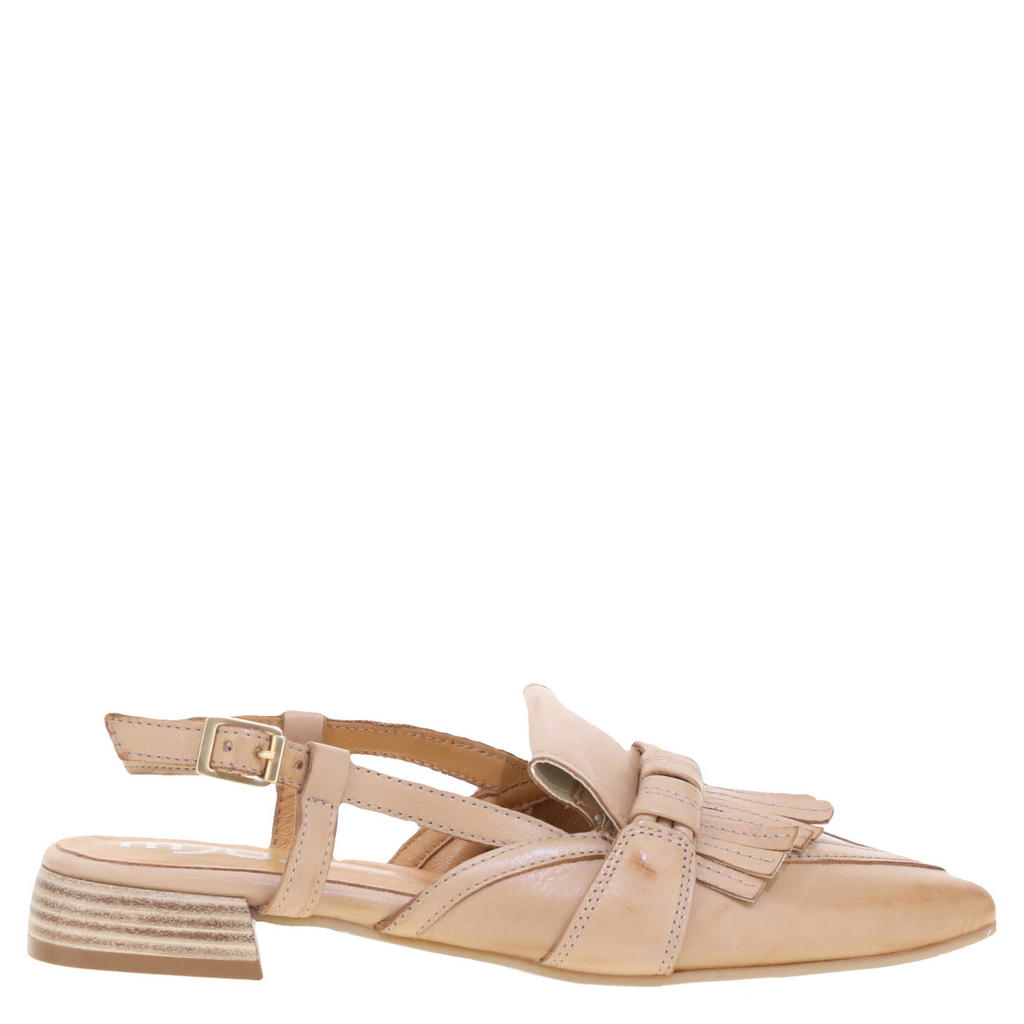 Lichtbruine dames Mjus leren slingback loafers van leercom met gesp