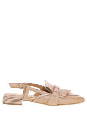 leren slingback loafers lichtbruin