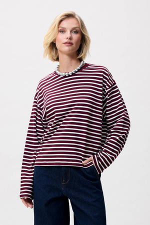 gestreepte top donkerrood