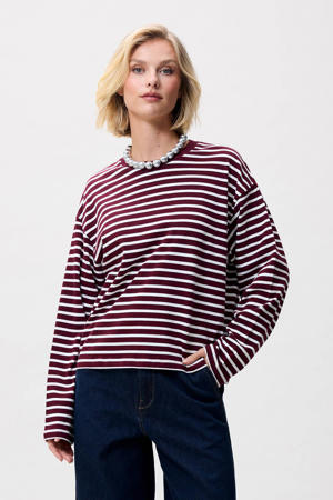 gestreepte top donkerrood
