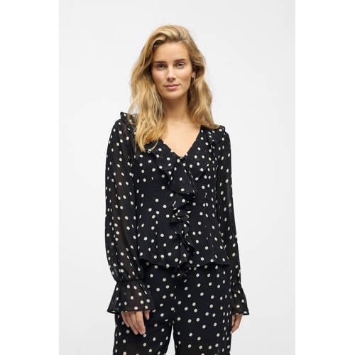 OBJECT blousetop met stippen zwart afbeelding