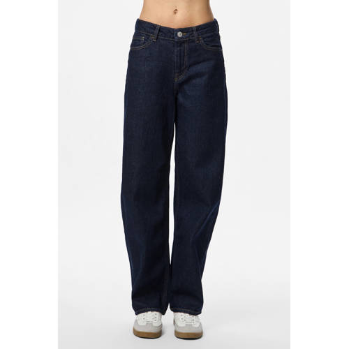 PIECES barrel jeans dark blue denim afbeelding