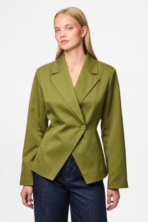 getailleerde blazer met krijtstreep olijfgroen