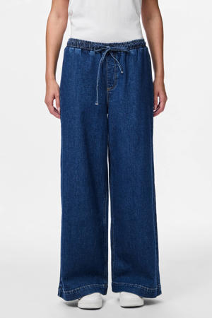 regular waist casual broek dark blue denim