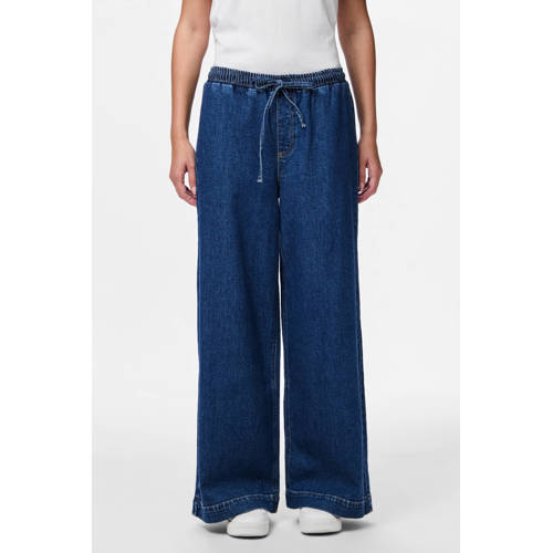 PIECES regular waist casual broek dark blue denim afbeelding