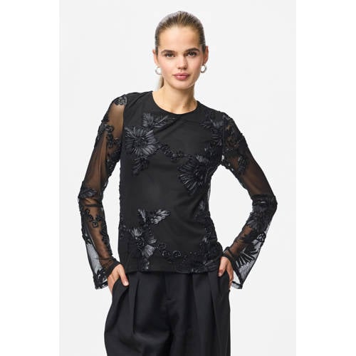 PIECES gebloemde top zwart afbeelding