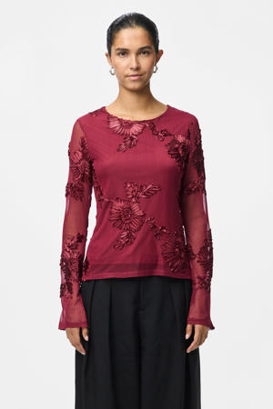 gebloemde top rood