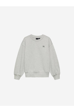 sweater met backprint grijs melange