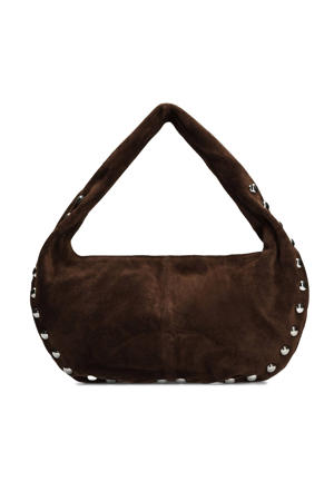 suede schoudertas bruin