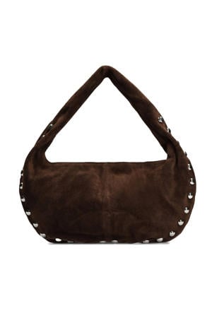 suede schoudertas bruin
