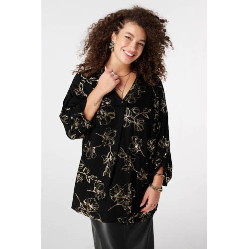 MS Mode gebloemde blouse zwart afbeelding