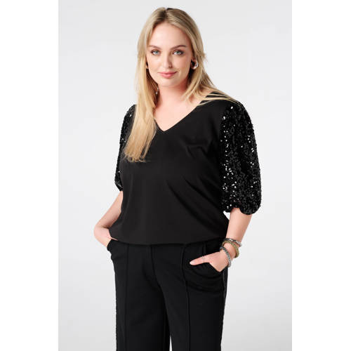 MS Mode top zwart met pailletten afbeelding