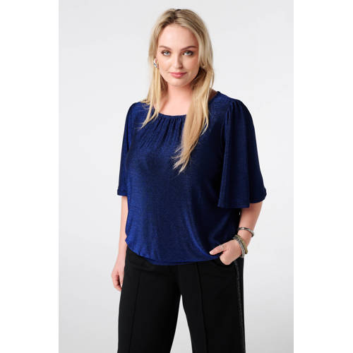 MS Mode glitter top blauw met glitter afbeelding