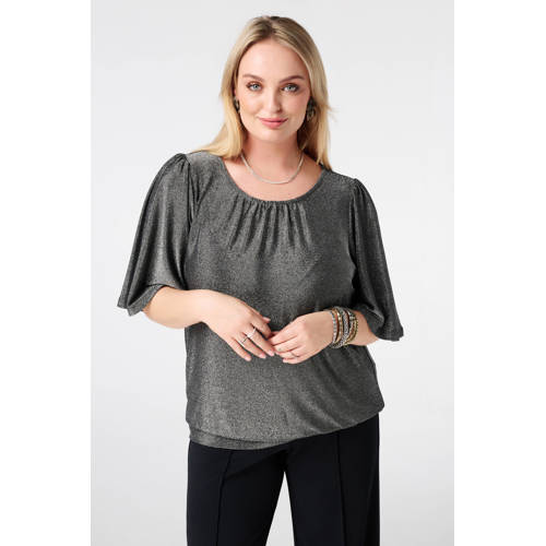 MS Mode glitter top zilver met glitter afbeelding
