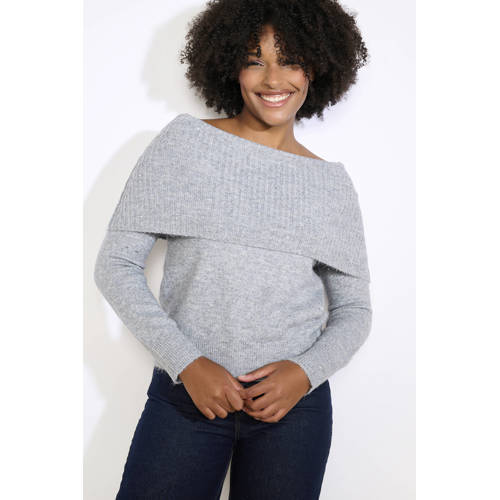 LOLALIZA off shoulder trui grijs afbeelding