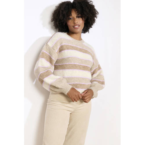 LOLALIZA gestreepte pullover ecru afbeelding