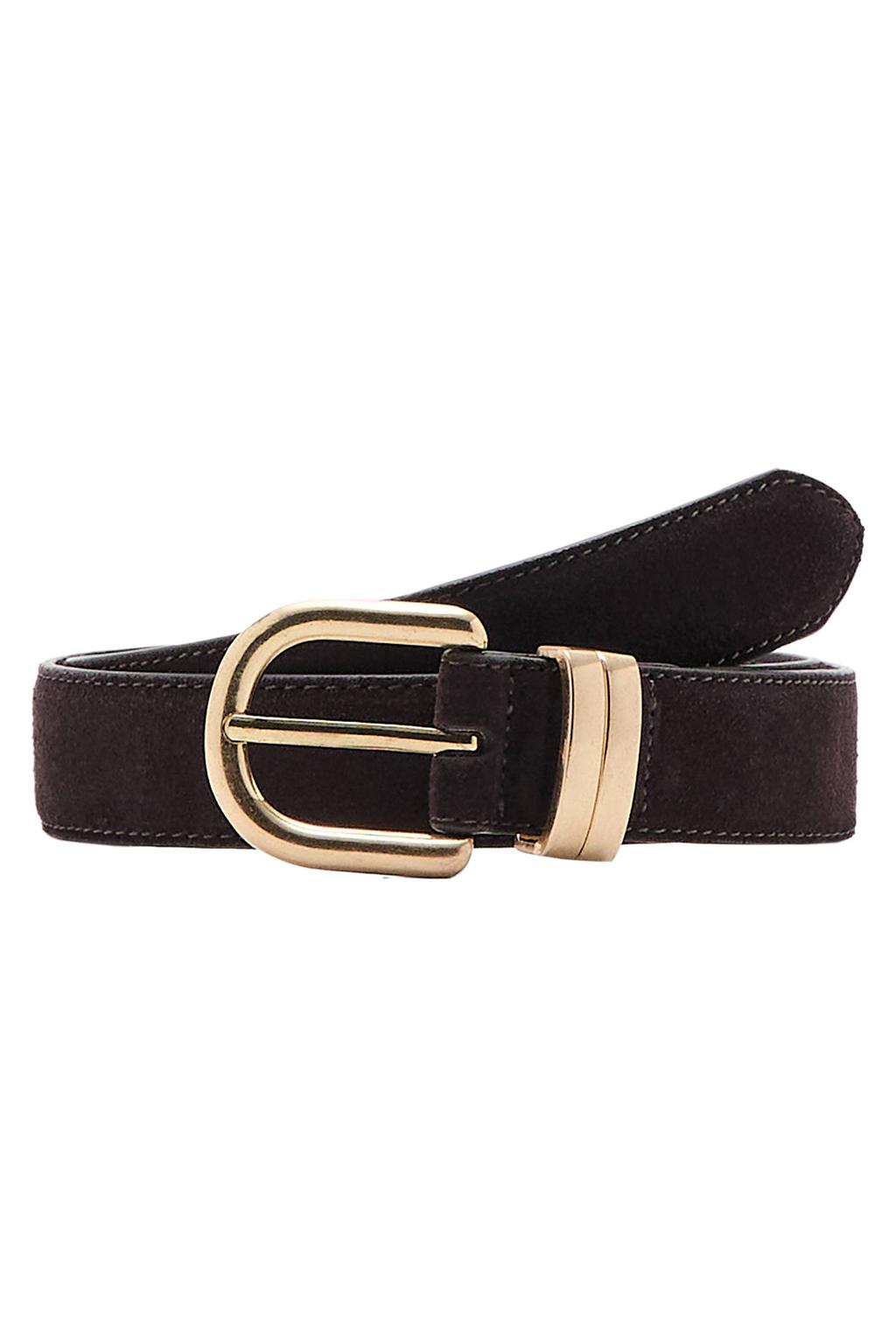 Mango suede riem donkerbruin