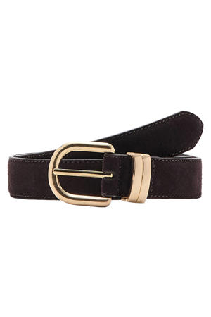 suede riem donkerbruin