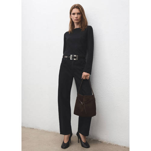 Mango suede handtas bruin afbeelding