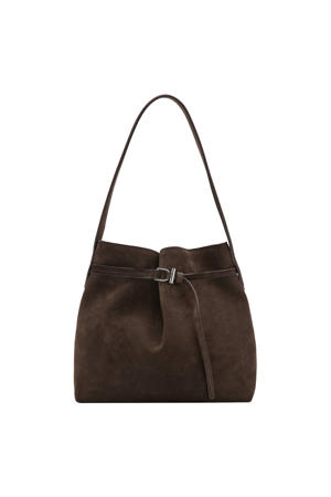 suede handtas bruin