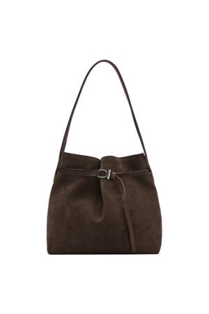 suede handtas bruin