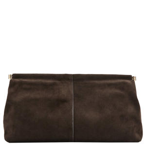 suede clutch donkerbruin