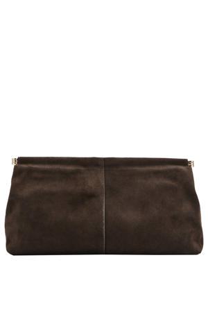 suede clutch donkerbruin