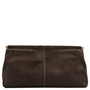 suede clutch donkerbruin