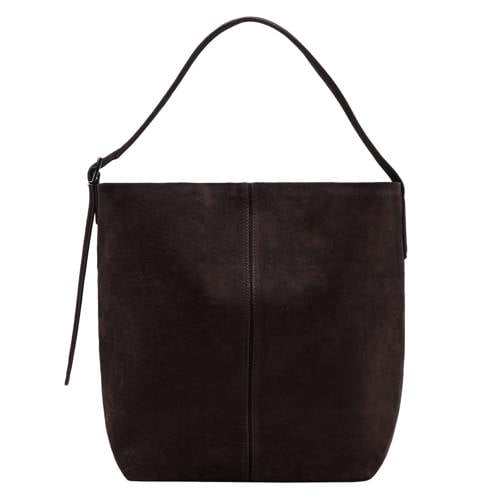 Mango suede schoudertas donkerbruin afbeelding